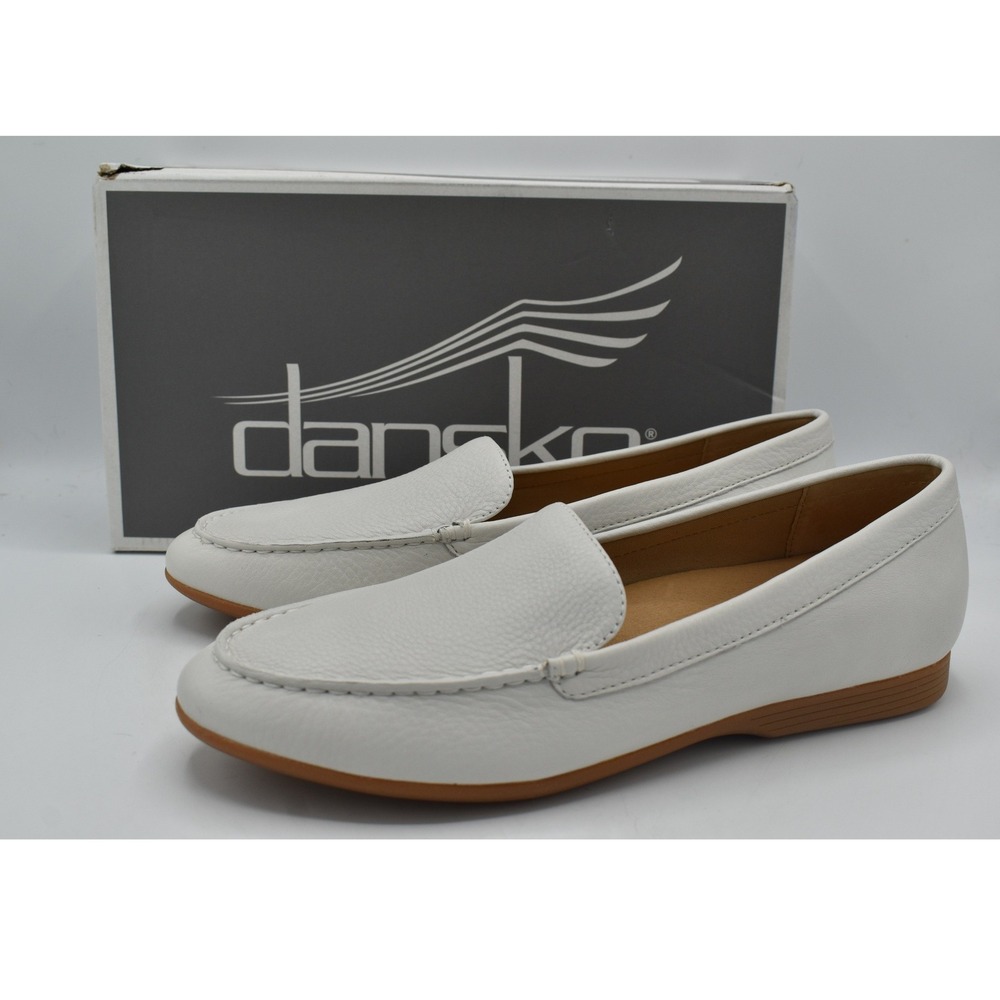 Dansko Lorri Milled Loafers Women 40 White Leather Slip On Shoes NWB